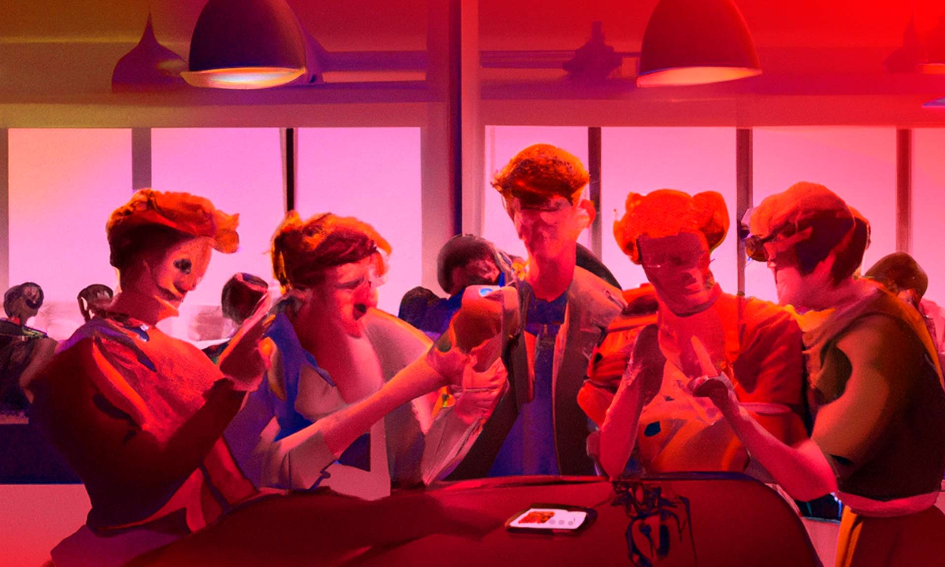 Personas reunidas pendientes de las redes sociales